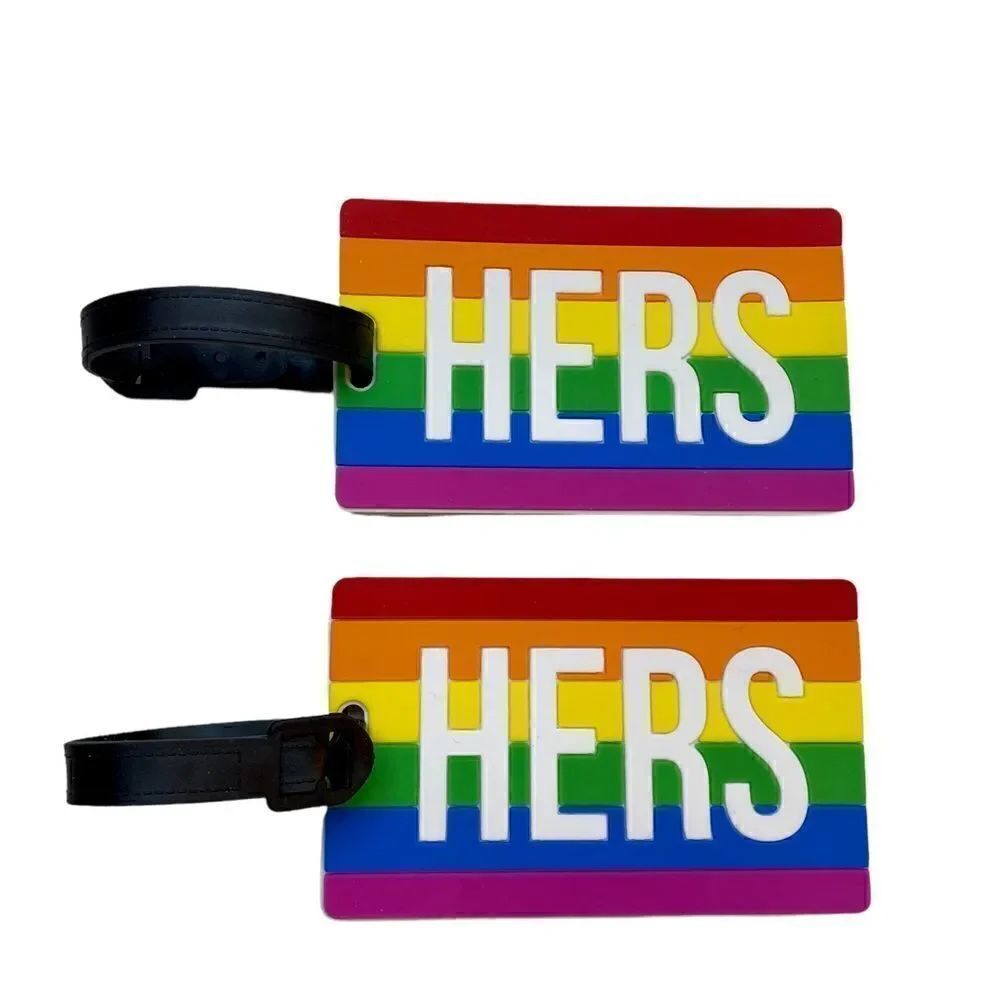 His/His & Hers/Hers Heavy Duty Rainbow Luggage Tags. Super cute gift idea.